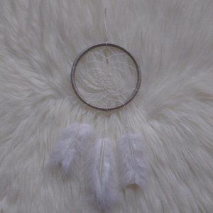 Handmade Boho White & Silver Dreamcatcher